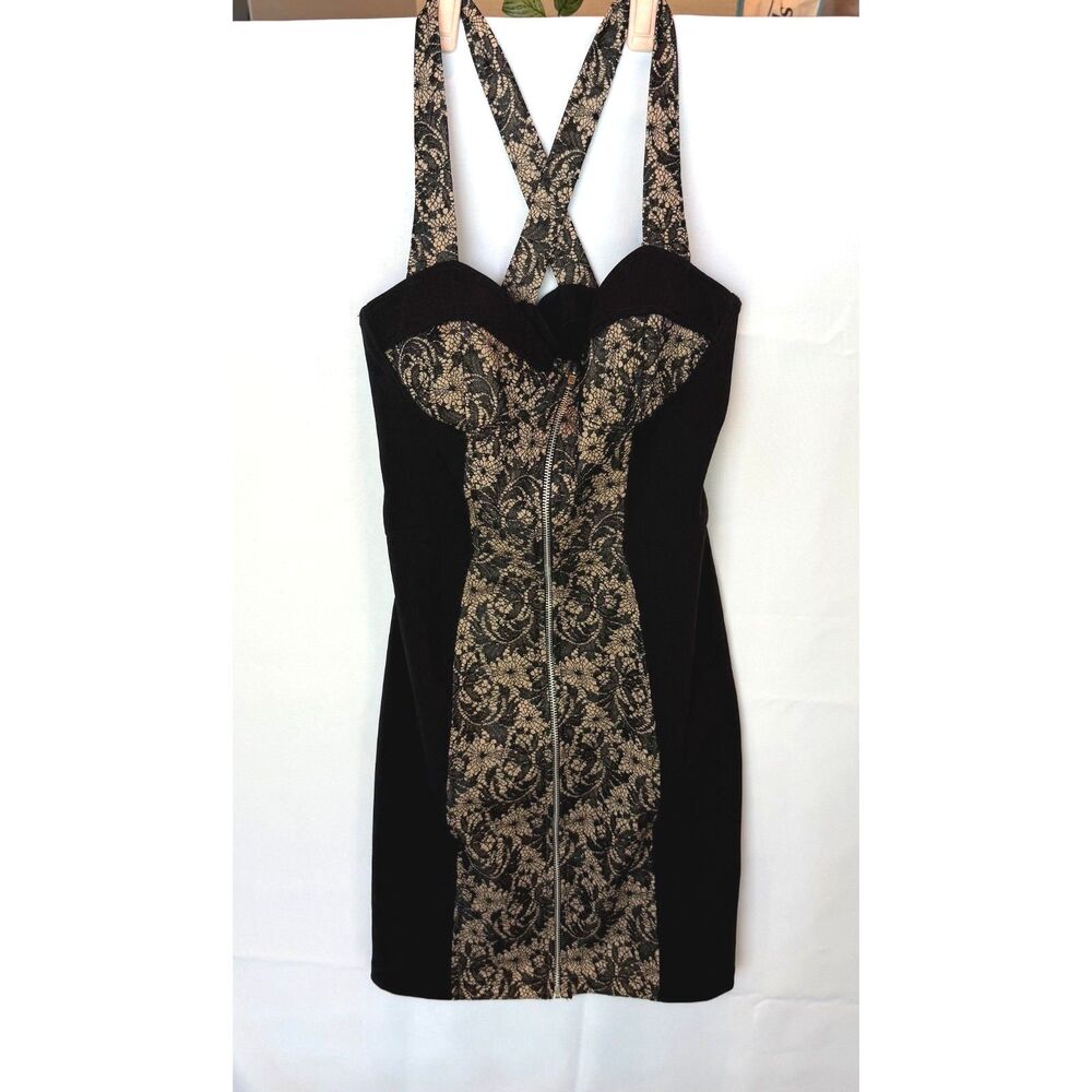Vintage Fredericks of Hollywood Lace Corset Dress Coquette Zipper Mini Sz 8
